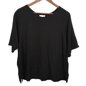 Eileen Fisher Black Organic Cotton Boxy Top Women Small NWOT‎ Classic Lagenlook